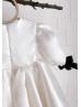 Puff Sleeves Ivory Organza Satin Latest Flower Girl Dress Puff Sleeves Ivory Organza Satin Latest Flower Girl Dress